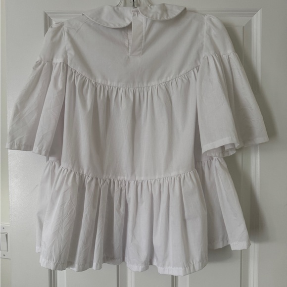 White Ruffled Women's Top - Picture 2 of 3